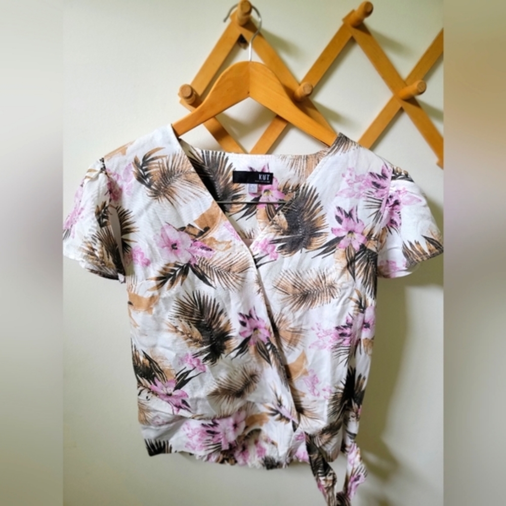 Kut from the cloth‎ palm floral wrap shirt small